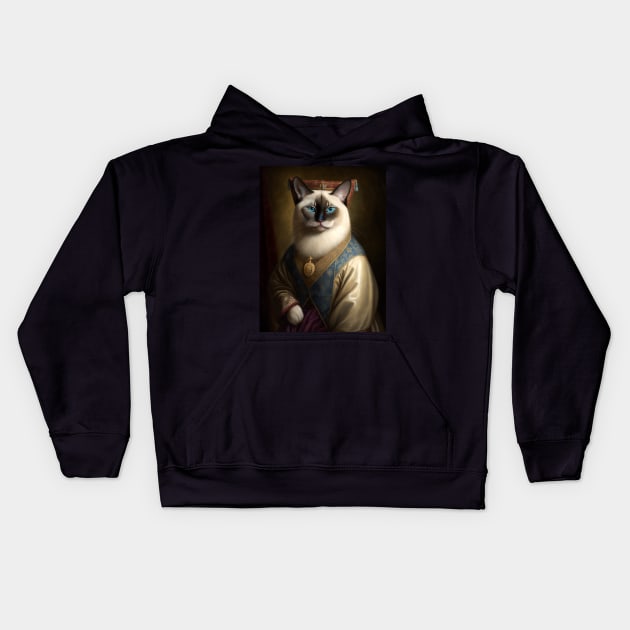 Royal Portrait of a Birman Cat Kids Hoodie by pxdg